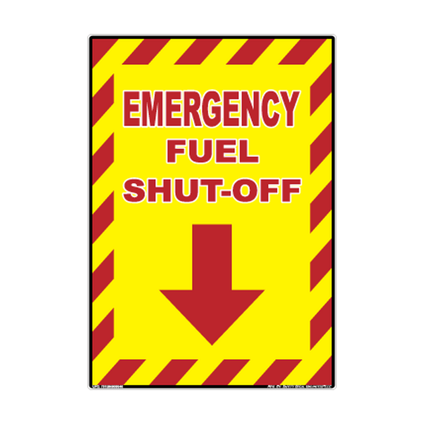 Emergency Fuel Shut-Off Arrow printed safety decal artwork