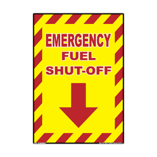 Emergency Fuel Shut-Off Arrow printed safety decal artwork