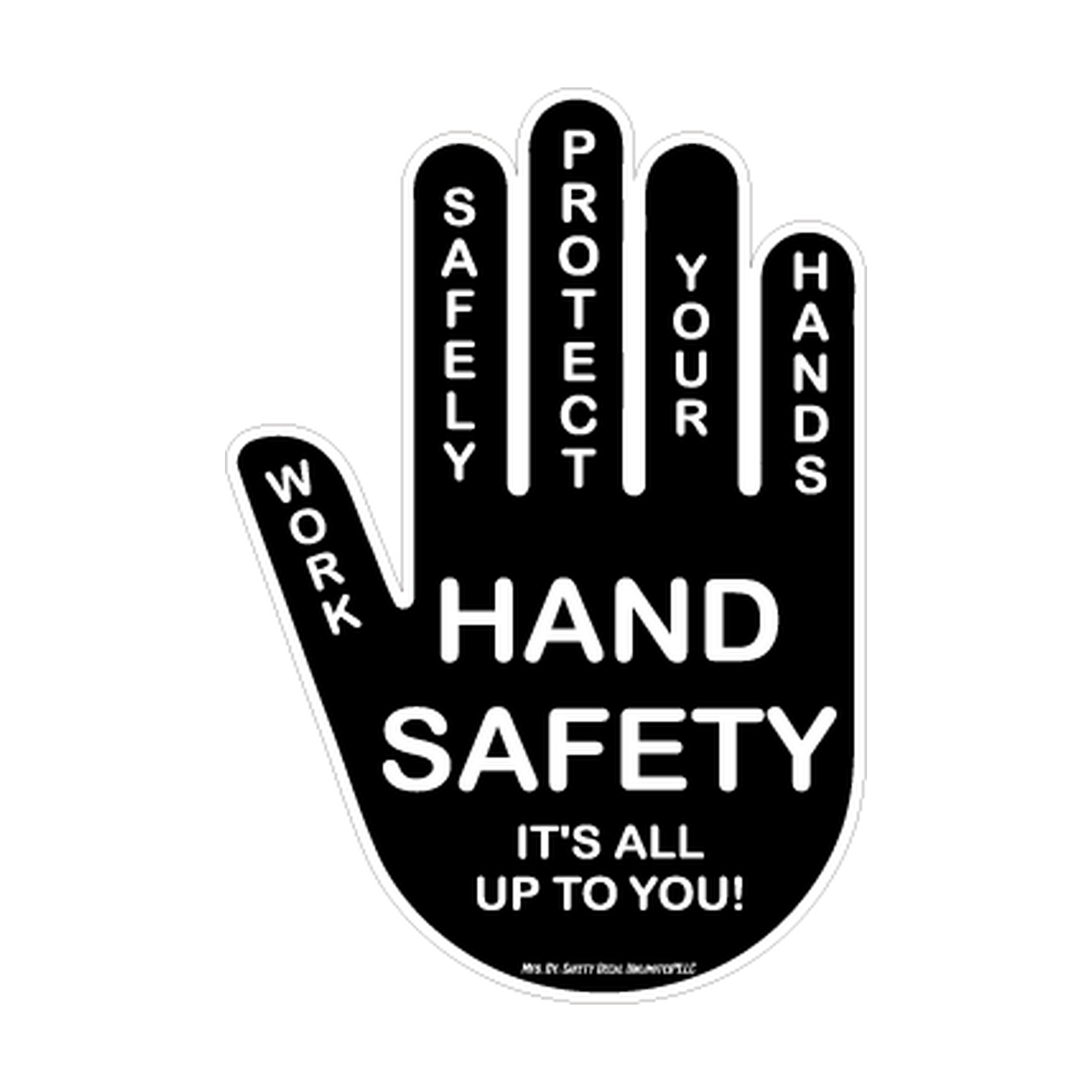 Hand Safety — Protect Your Hands Black & White printed safety decal artwork