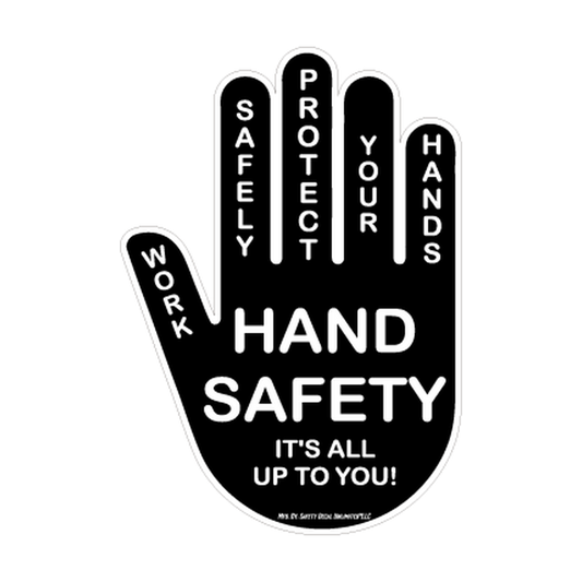 Hand Safety — Protect Your Hands Black & White printed safety decal artwork