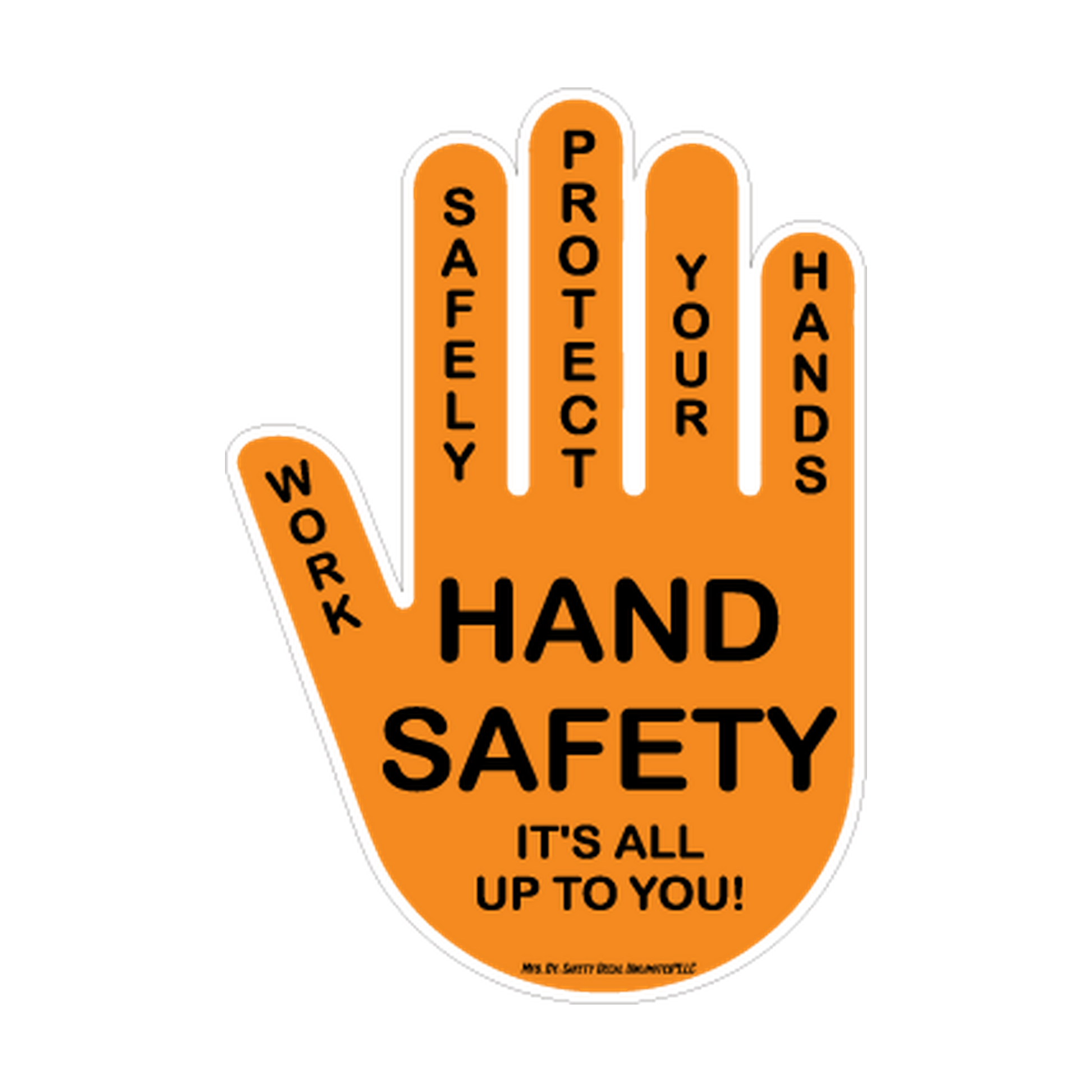 Hand Safety — Protect Your Hands Orange & Black printed safety decal artwork