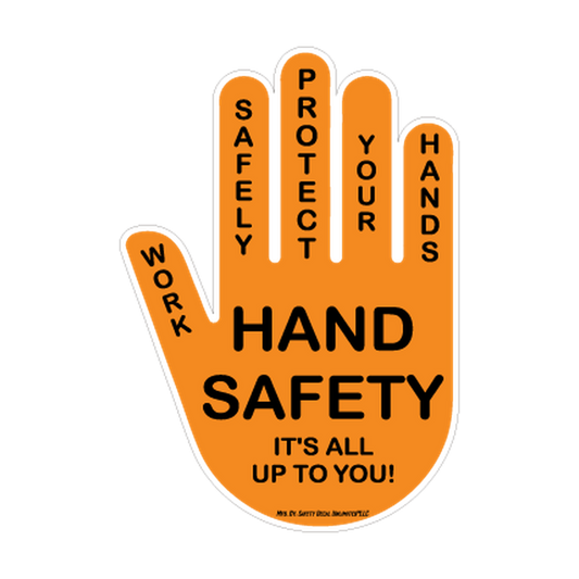 Hand Safety — Protect Your Hands Orange & Black printed safety decal artwork