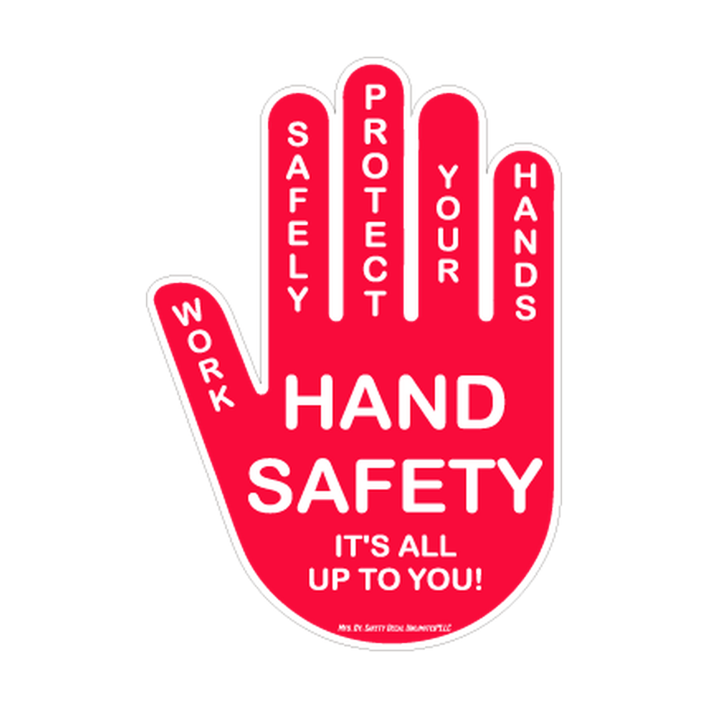 Hand Safety — Protect Your Hands Red & White printed safety decal artwork