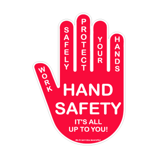 Hand Safety — Protect Your Hands Red & White printed safety decal artwork