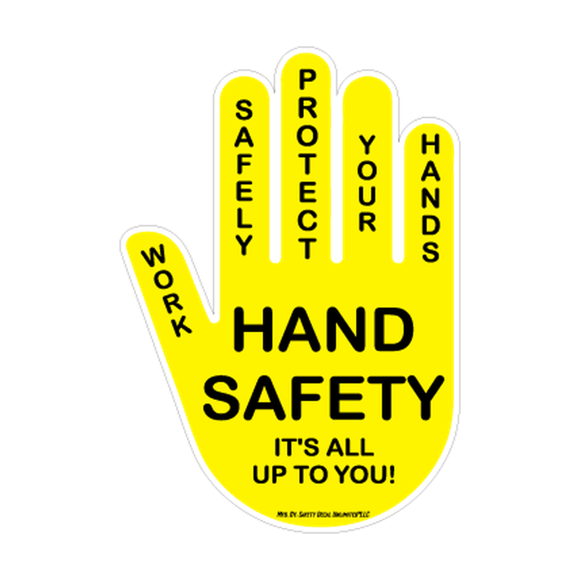 Hand Safety — Protect Your Hands Yellow & Black printed safety decal artwork