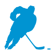 Hockey player accelerating in a deep forward lean with stick and puck