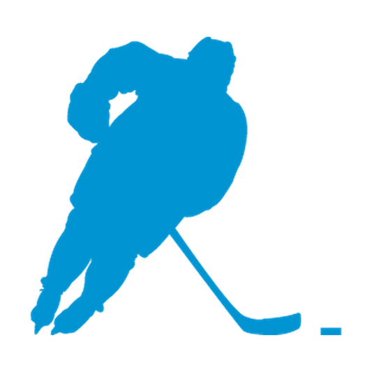 Hockey player accelerating in a deep forward lean with stick and puck