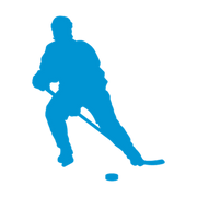 Hockey player driving a puck forward in a low skating stride