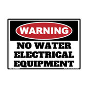 Warning No Water on Electrical Equipment adhesive safety decal