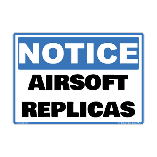 Notice Airsoft Replicas Safety Sticker Decal