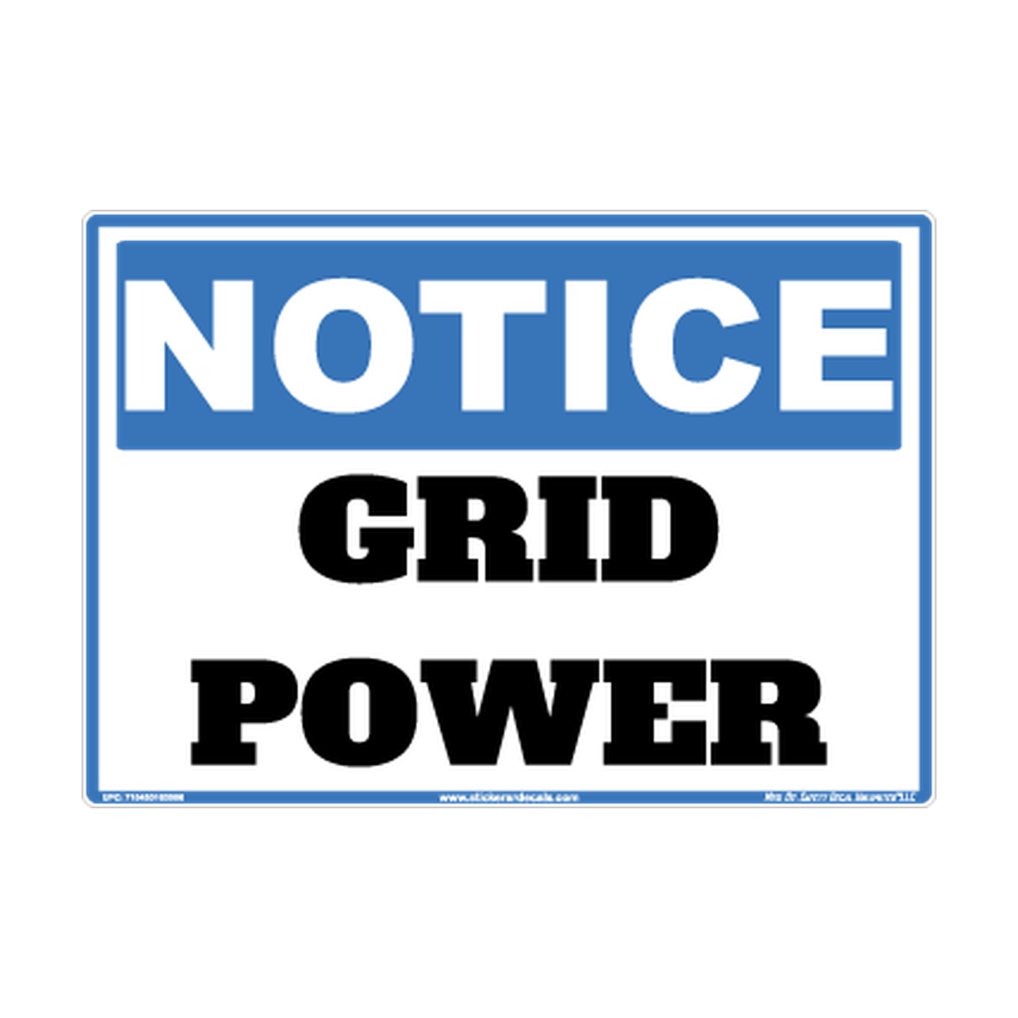 Notice Grid Power Safety Sticker Decal