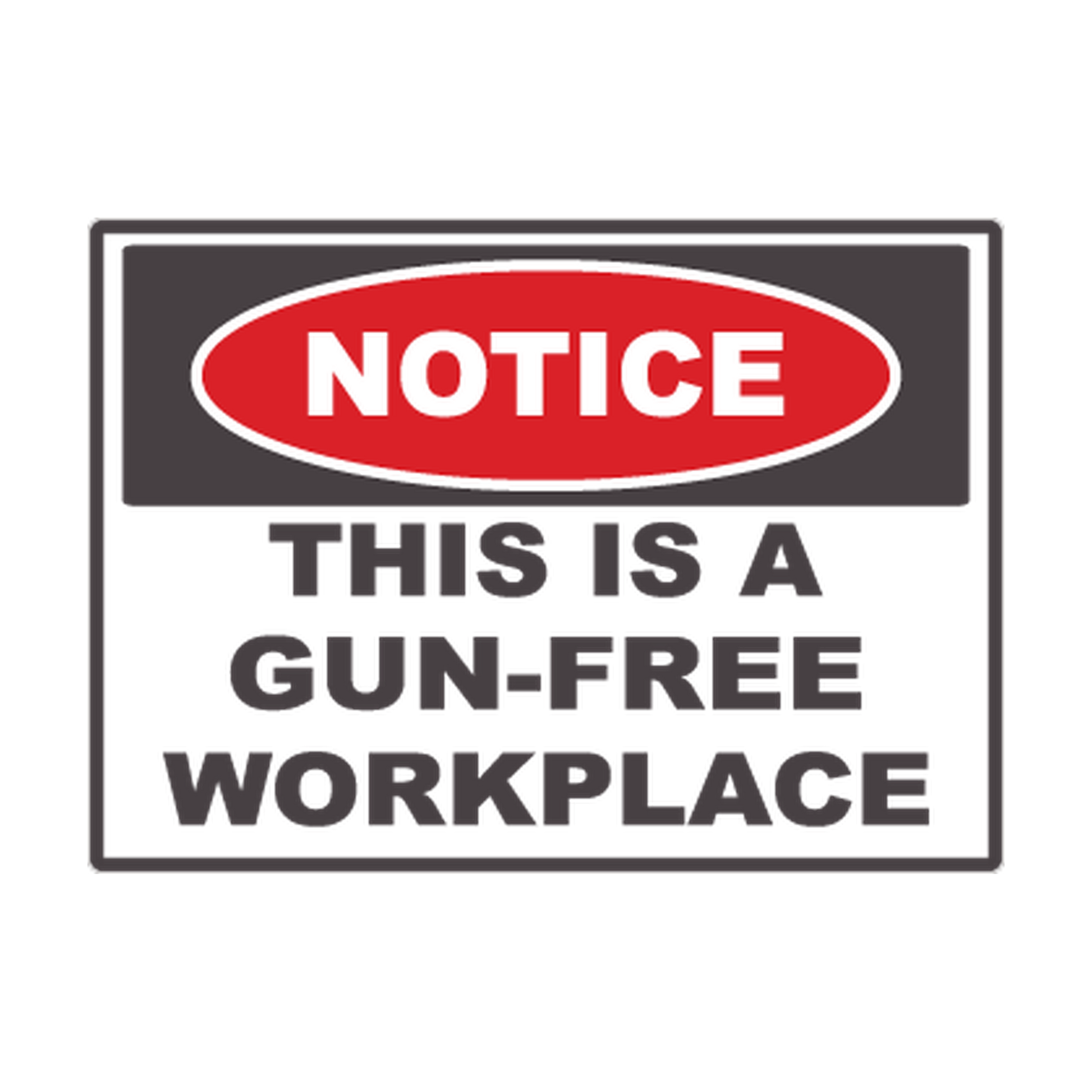 Notice Gun-Free Workplace printed safety decal artwork