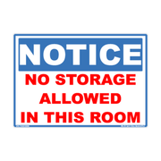 Notice No Storage Allowed in This Room adhesive safety decal