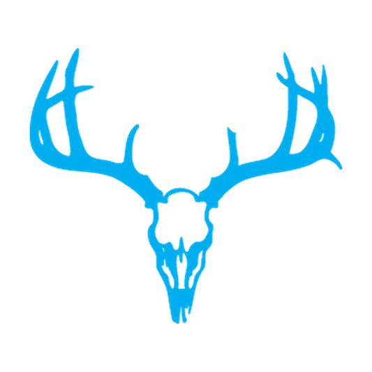 Wide deer antlers above a deer skull in a single-color die-cut vinyl design