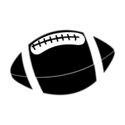 Angled American football with center laces and two broad end stripes in vinyl