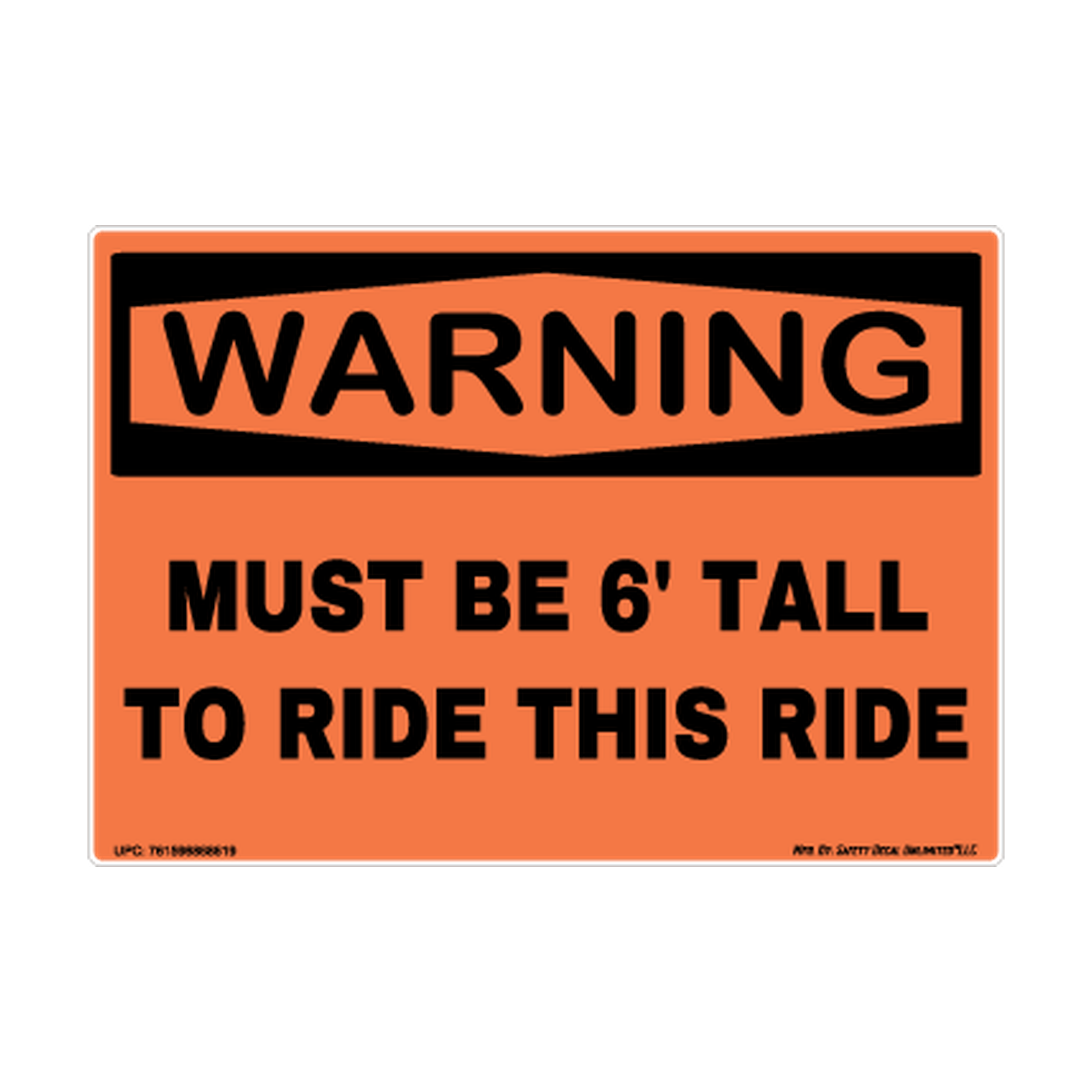 Warning 6ft To Ride This Ride Safety Sticker Decal
