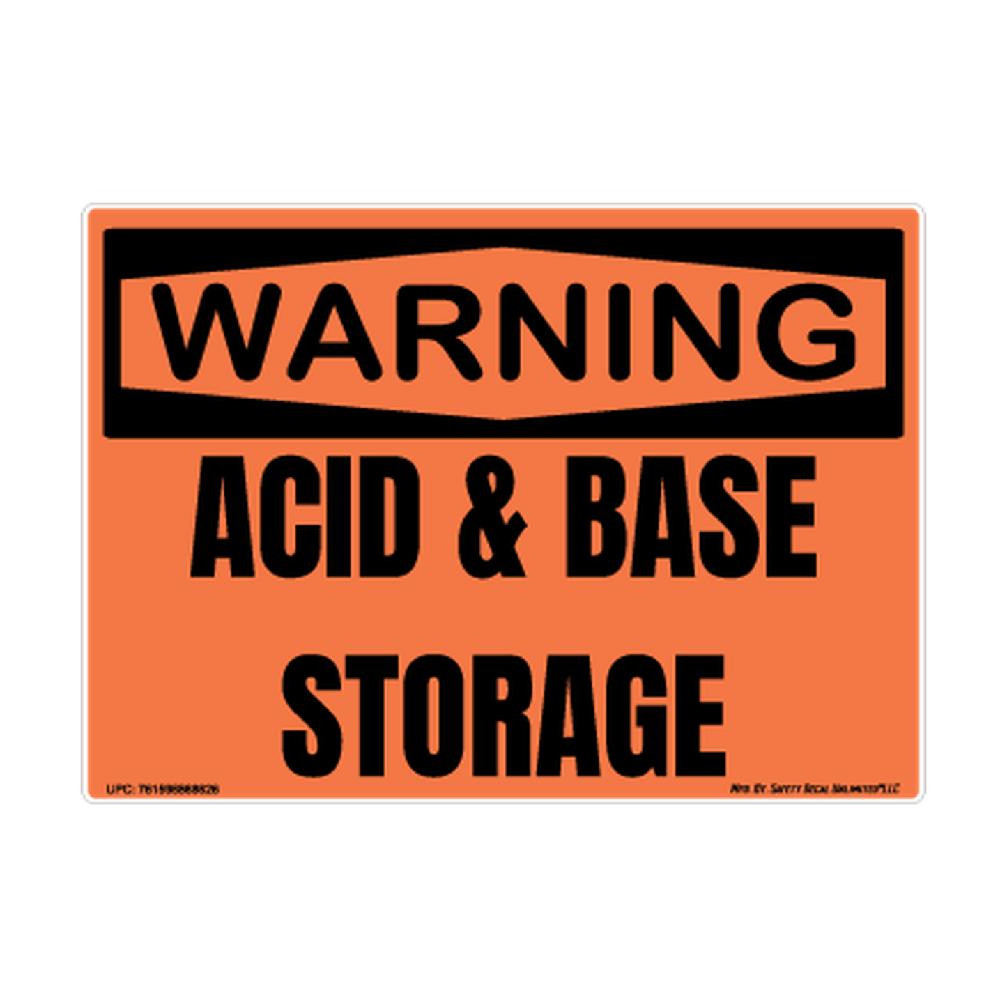Warning Acid Base Storage Safety Sticker Decal