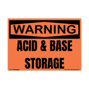 Warning Acid & Base Storage adhesive safety decal