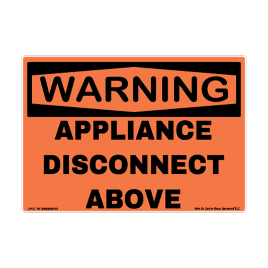 Warning Appliance Disconnect Safety Sticker Decal