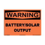 Warning Battery / Solar Output adhesive identification decal