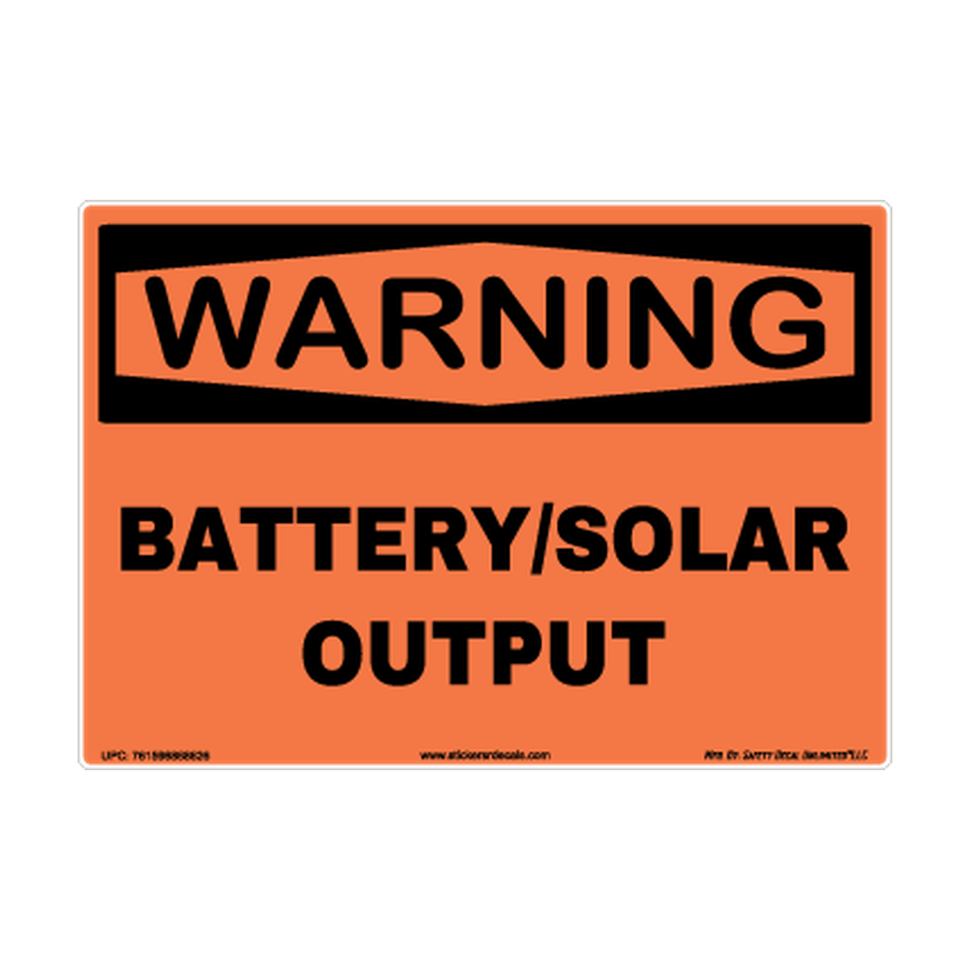 Warning Battery Solar Output Safety Sticker Decal