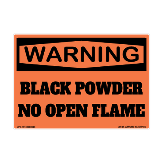 Warning Black Powder — No Open Flame printed safety decal artwork
