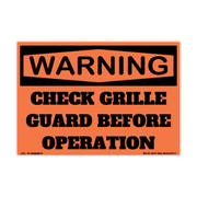 Warning Check Grille Guard Before Operation adhesive safety decal