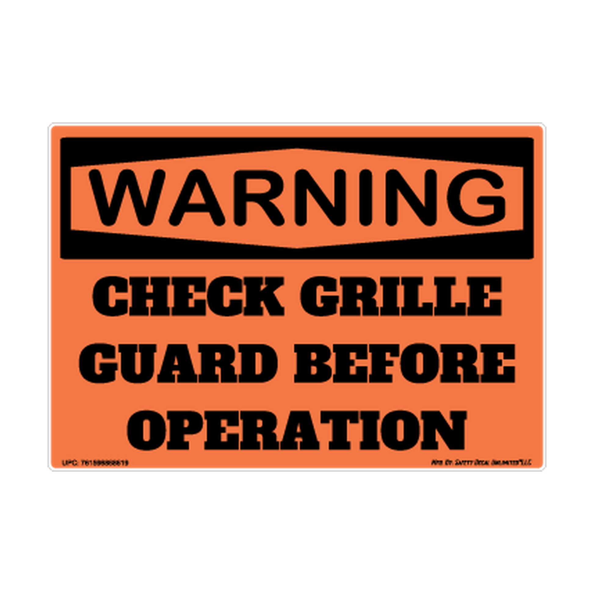 Warning Check Grille Guard Before Operation Safety Sticker Decal