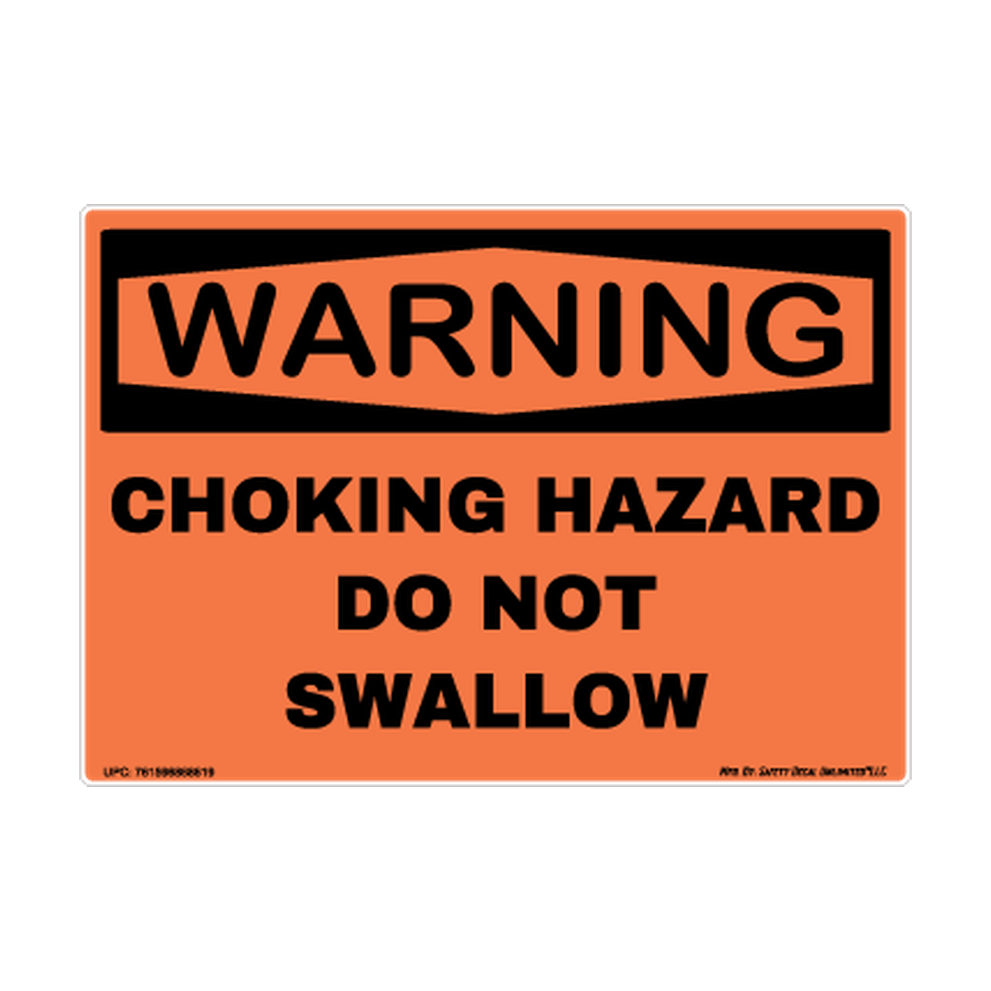 Warning Choking Hazard Do Not Swallow Safety Sticker Decal