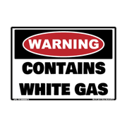Warning Contains White Gas adhesive safety decal