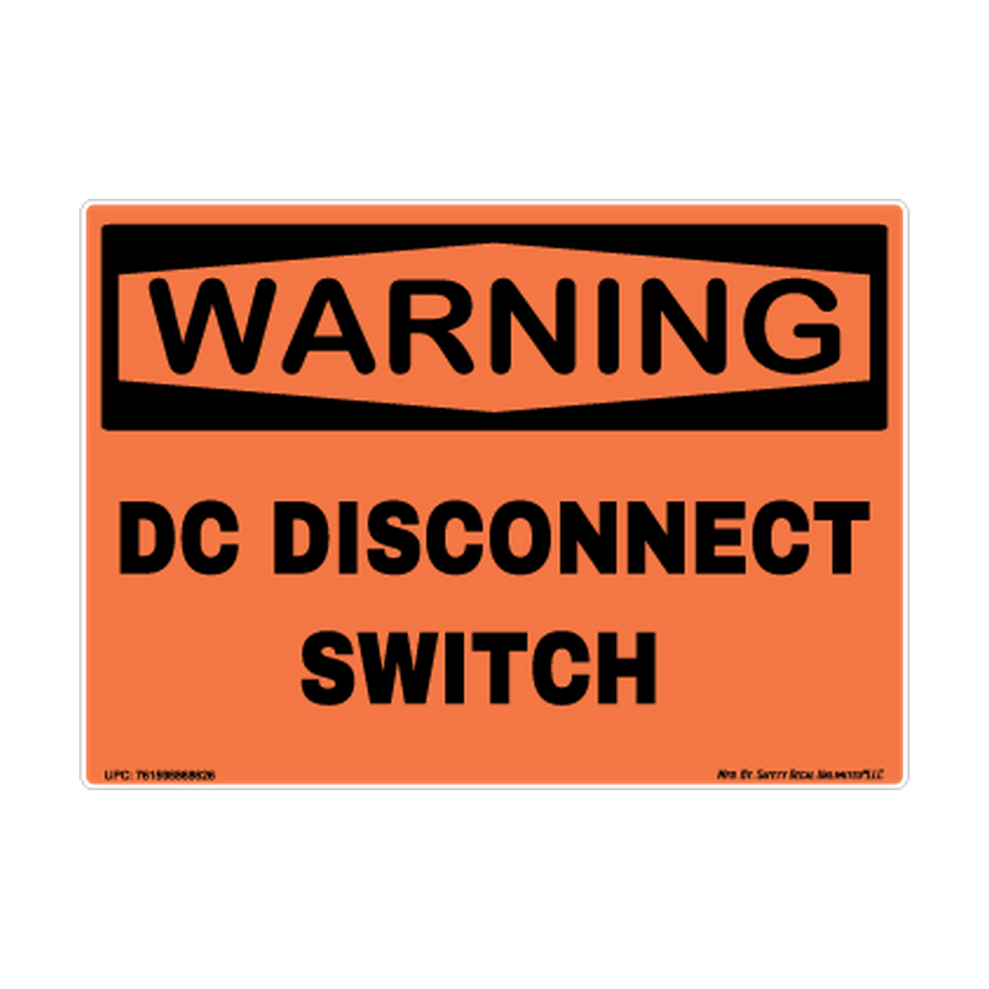 Warning DC Disconnect Switch printed safety decal artwork