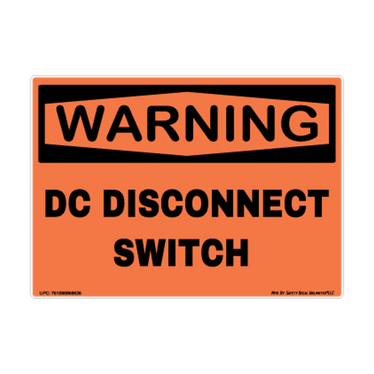 Warning DC Disconnect Switch printed safety decal artwork