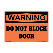 Warning Do Not Block Door adhesive safety decal