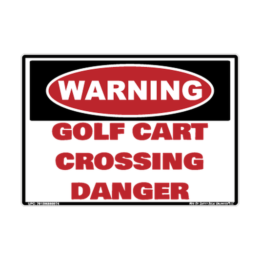 Warning Golf Cart Crossing Danger Safety Sticker Decal