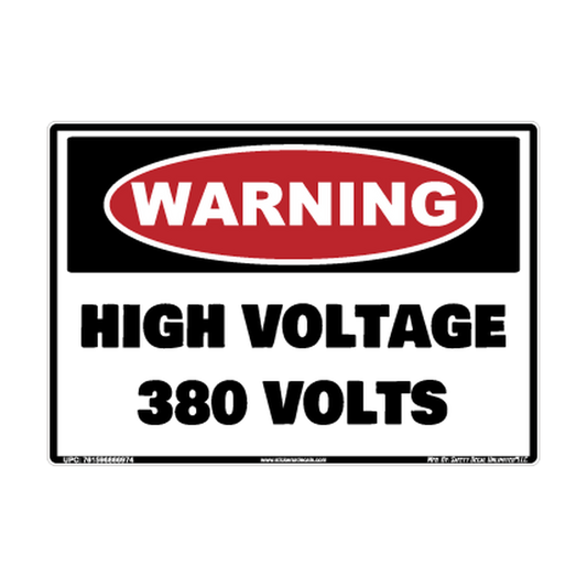 Warning High Voltage 380 Volts printed safety decal artwork