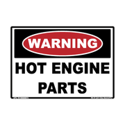 Warning Hot Engine Parts adhesive safety decal