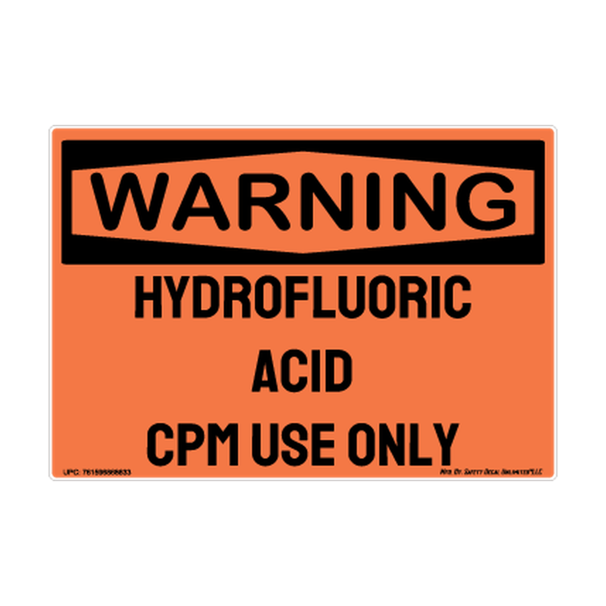 Warning Hydroflouric Acid Safety Sticker Decal