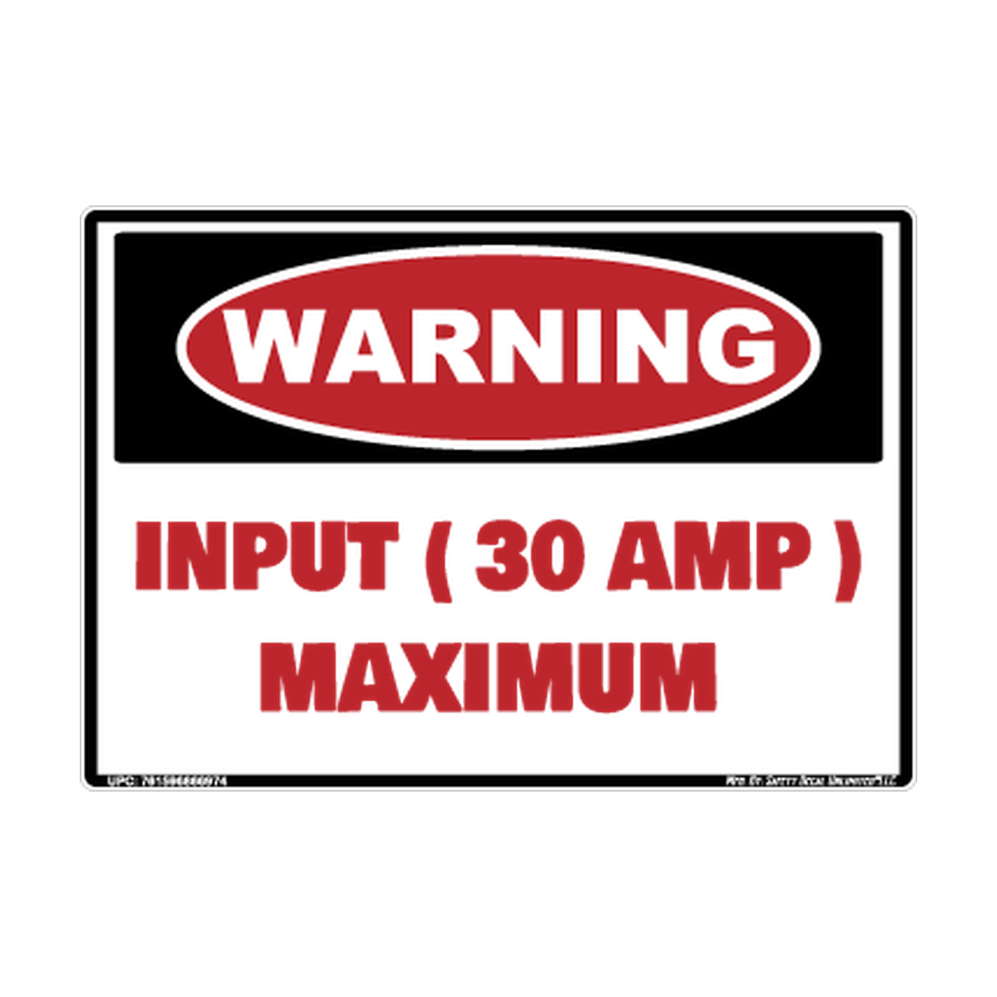 Warning Input 30amp Max Safety Sticker Decal