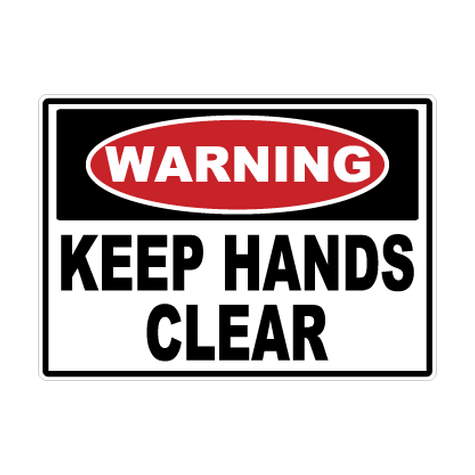 Warning Keep Hands Clear printed safety decal artwork