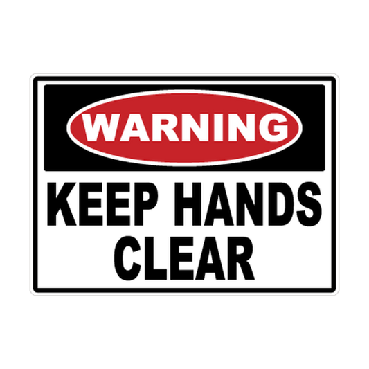 Warning Keep Hands Clear printed safety decal artwork