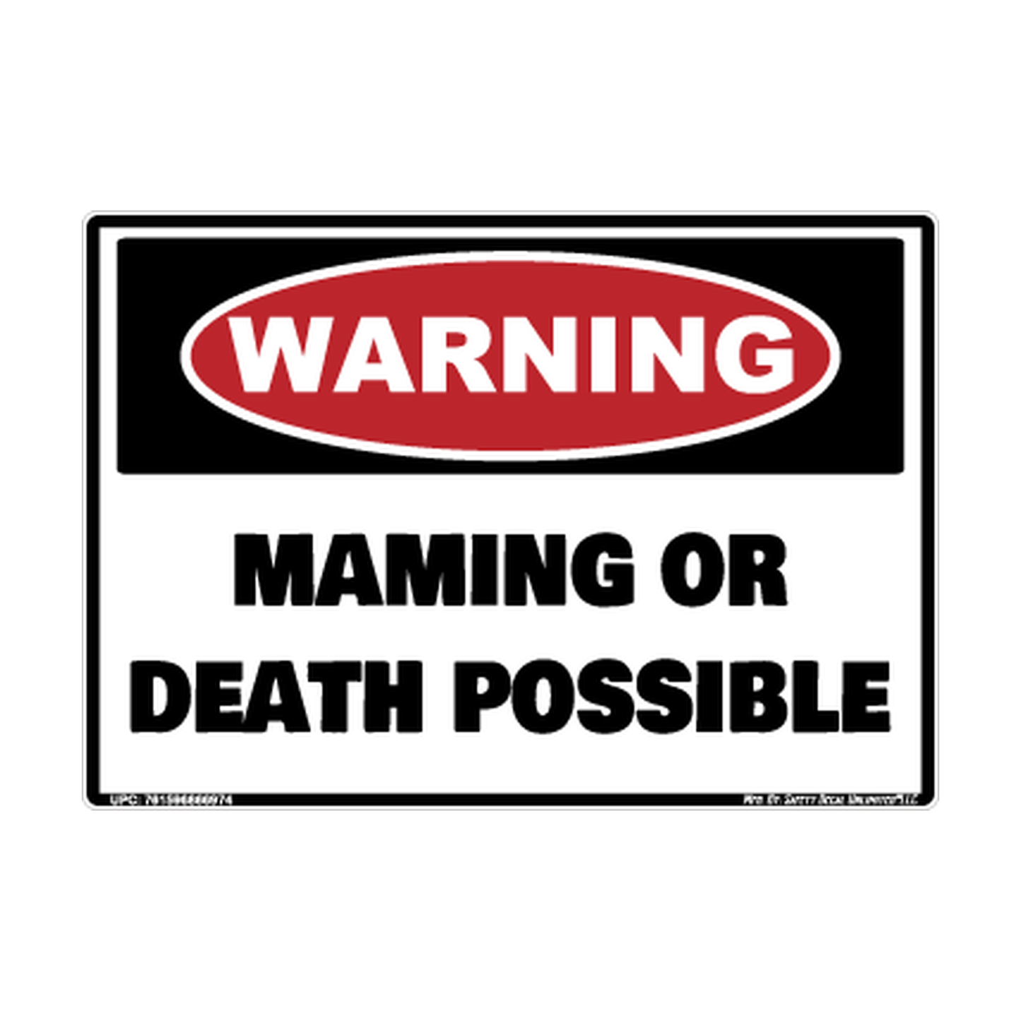 Warning Maming Or Death Possible Safety Sticker Decal