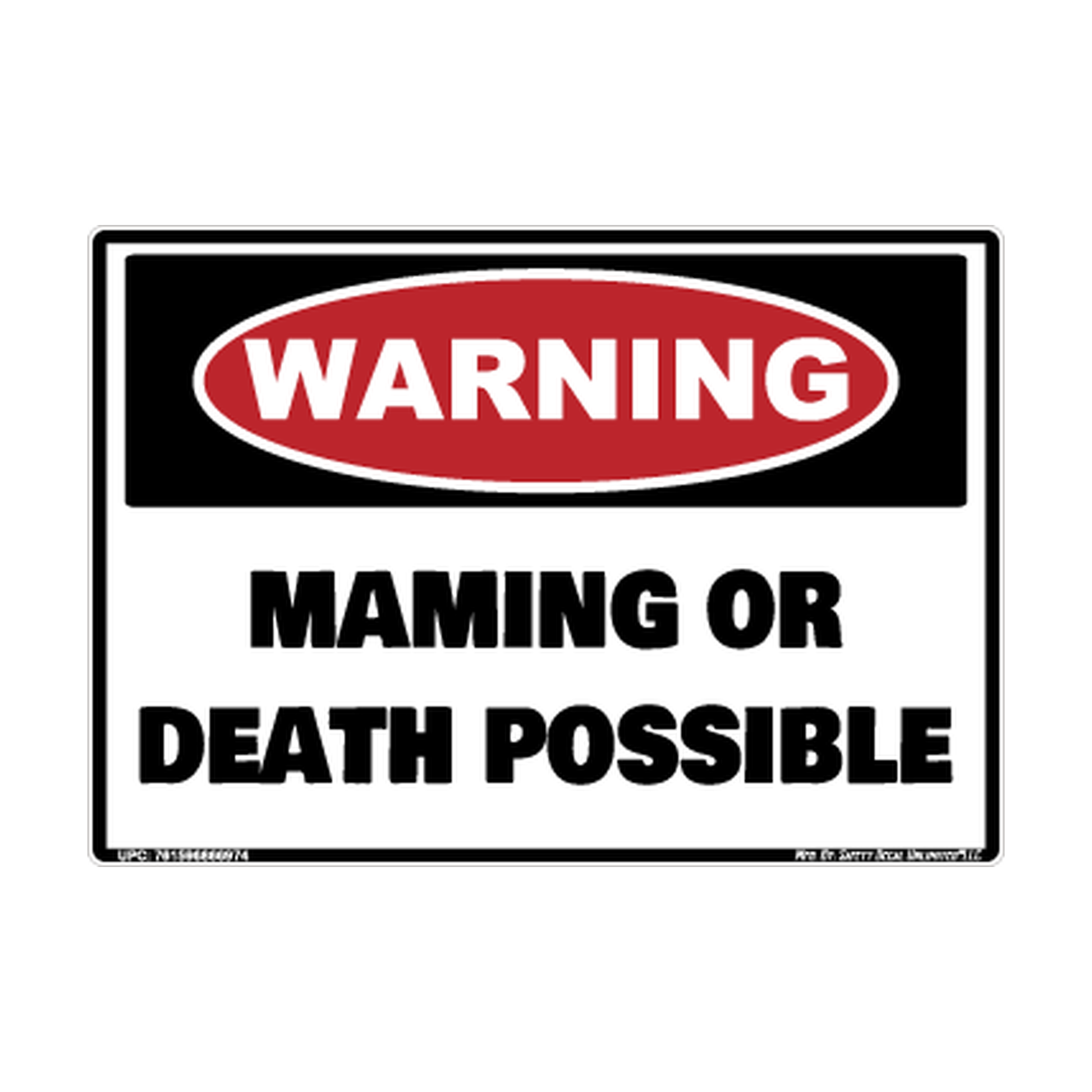 Warning Maming Or Death Possible Safety Sticker Decal