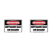 Two Warning Methane Gas on Board novelty hard hat decals