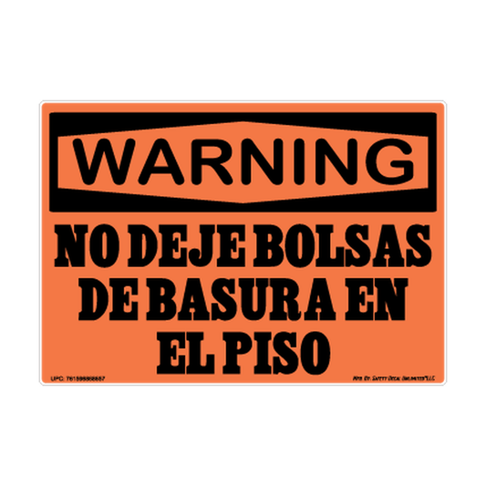Warning No Deje Bolsas Safety Sticker Decal