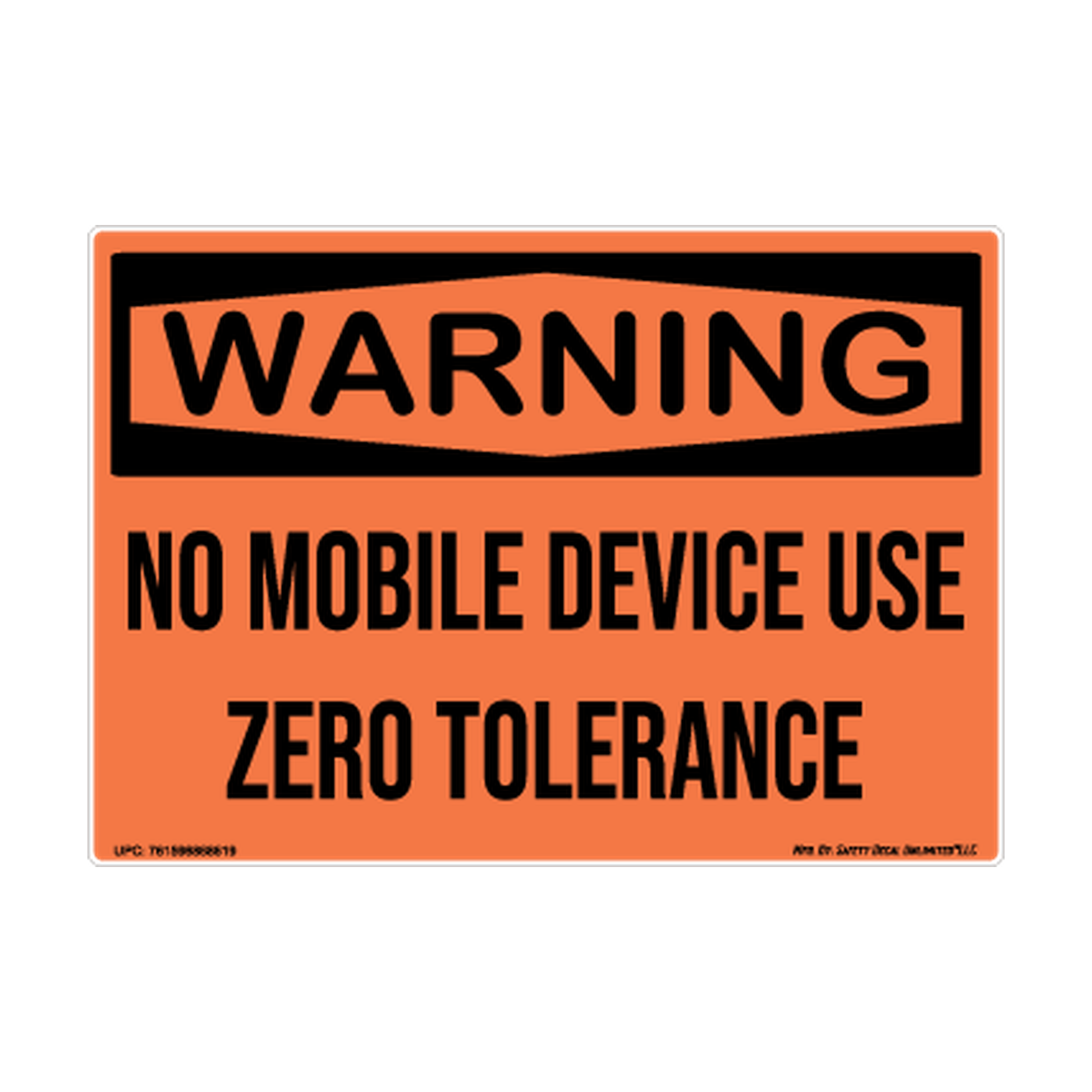 Warning No Mobile Use Zero Tolerance Safety Sticker Decal