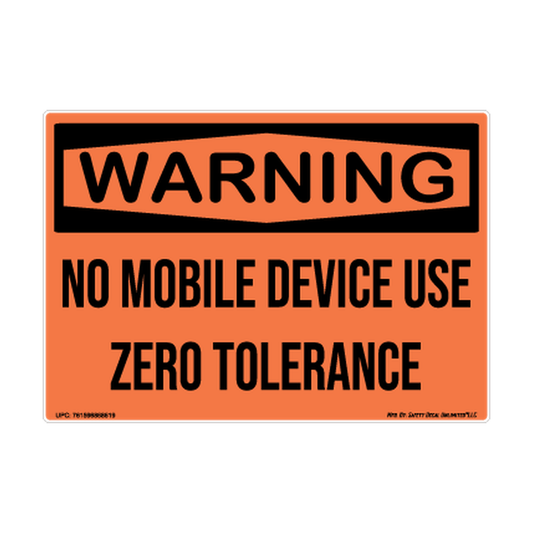 Warning No Mobile Use Zero Tolerance Safety Sticker Decal