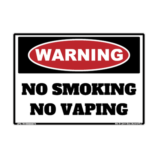 Warning No Smoking No Vaping Safety Sticker Decal