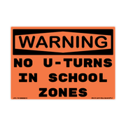 Warning No U-Turns in School Zones Traffic Decal