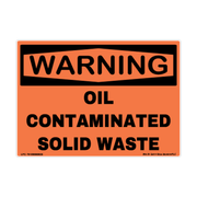 Warning Oil-Contaminated Solid Waste adhesive safety decal