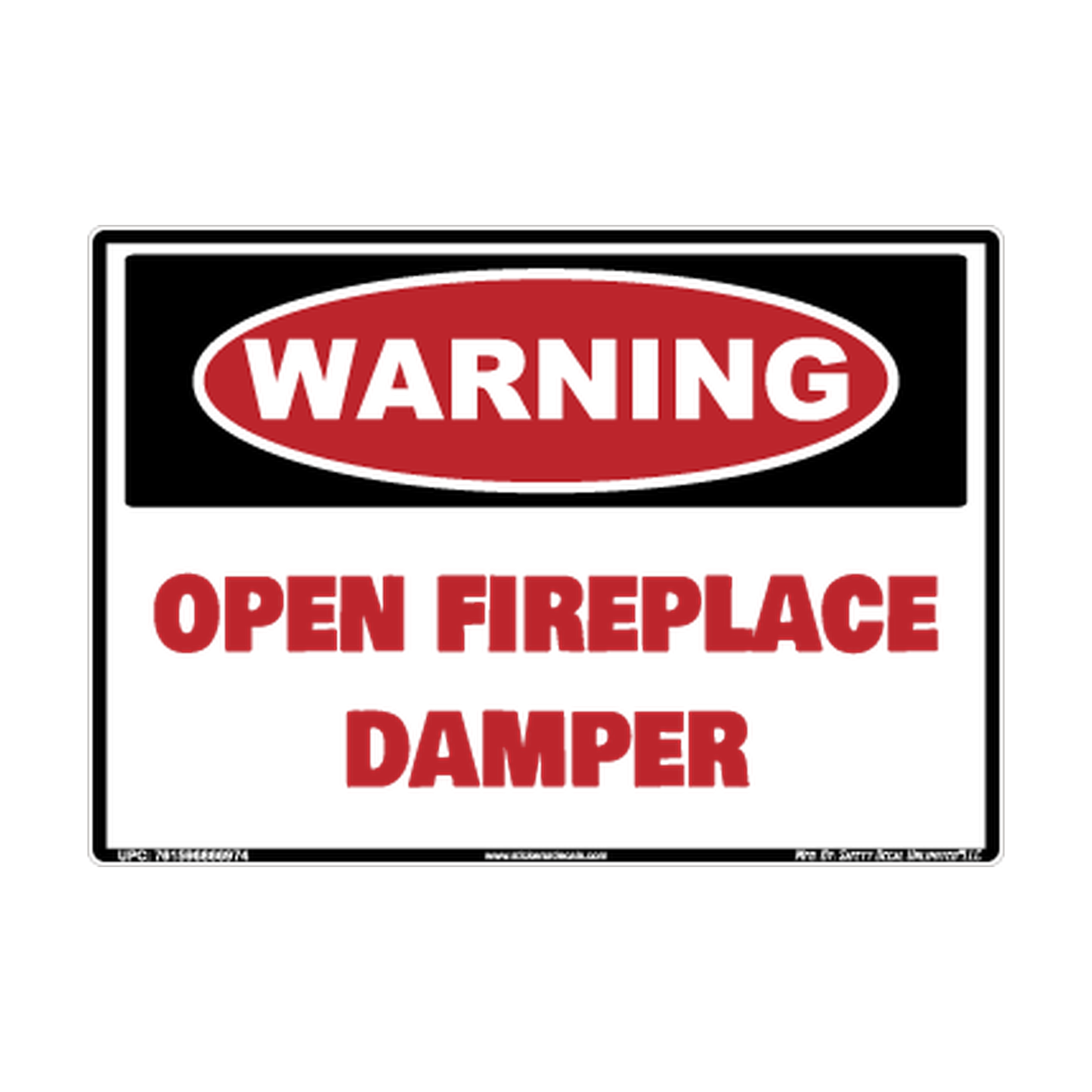 Warning Open Fireplace Damper Safety Sticker Decal